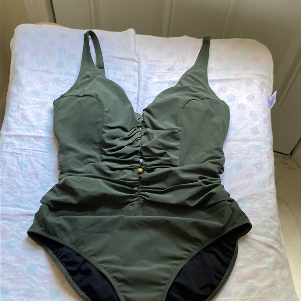 Olive Green One-Piece Swimsuit
